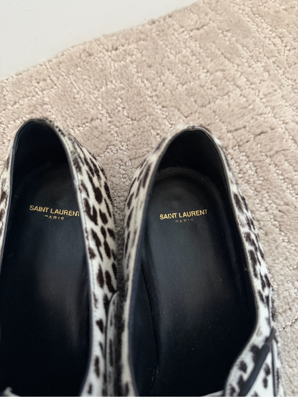 Saint Laurent Pony hair leopard Oxfords - Black and Cream - Picture 7 of 9